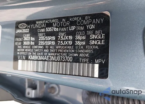 2022 Hyundai Ioniq 5 Se z USA, uszkodzony, nr VIN KM8KM4AE3NU073700